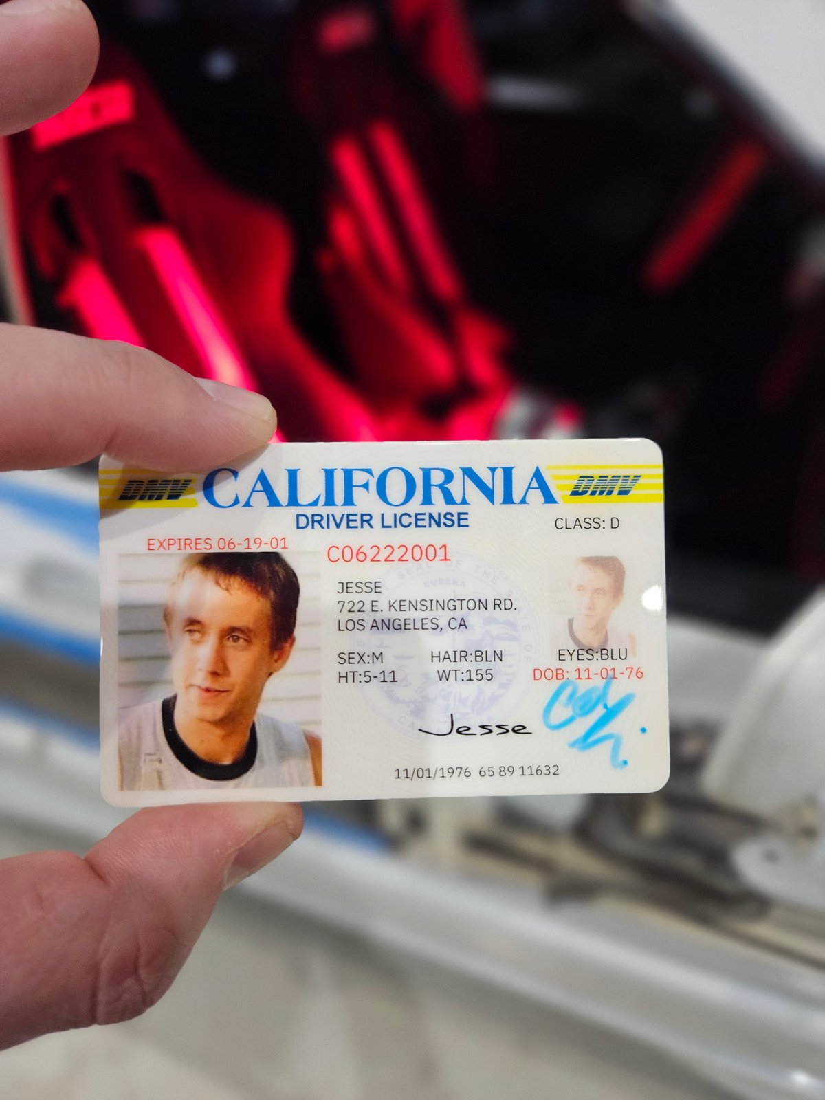 Chad Lindberg Signed Jesse California ID – Double Autographed