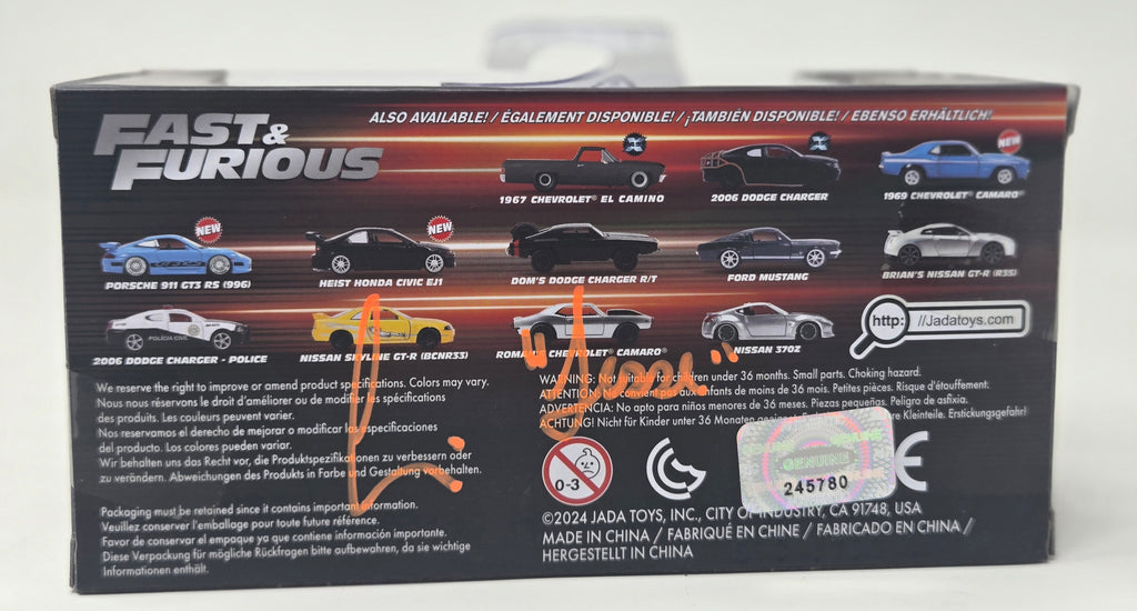 Chad Lindberg Signed Fast & Furious Brian’s Toyota Supra – 1:32 Jada Die-Cast