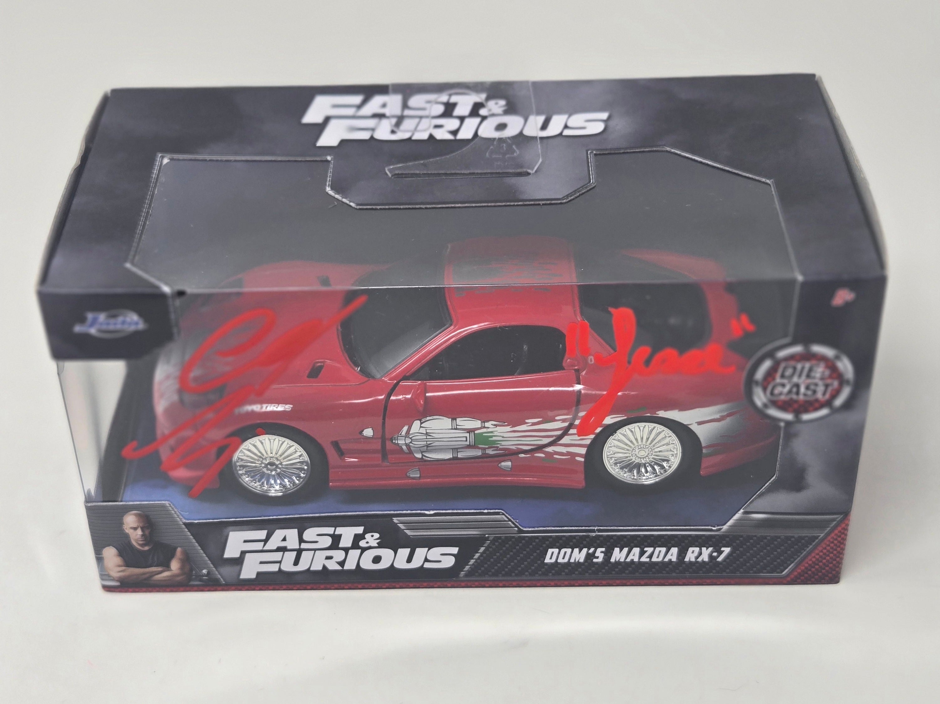 Chad Lindberg Signed Fast & Furious Dom’s Mazda RX-7 – 1:32 Jada Die-Cast