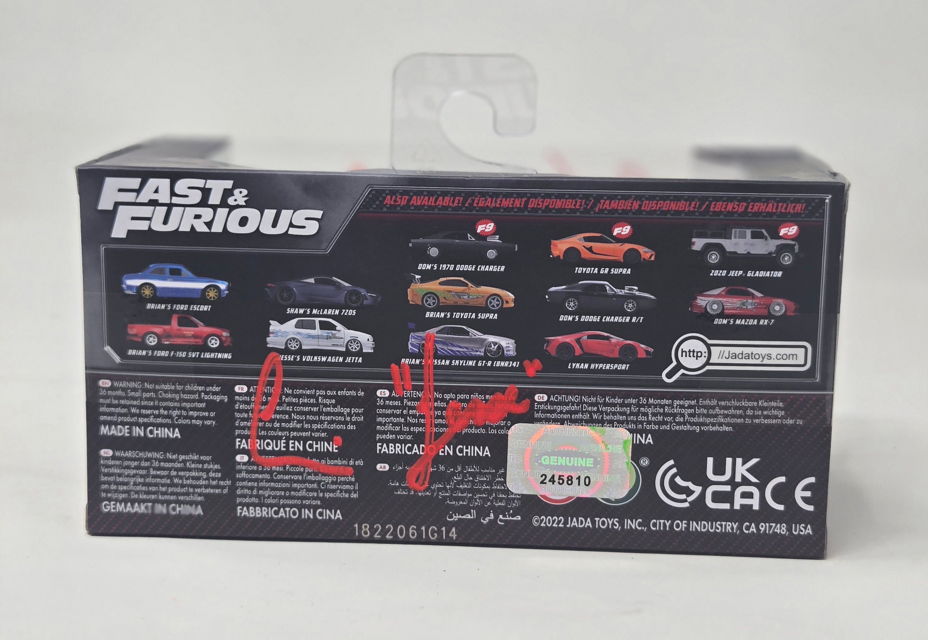 Chad Lindberg Signed Fast & Furious Dom’s Mazda RX-7 – 1:32 Jada Die-Cast